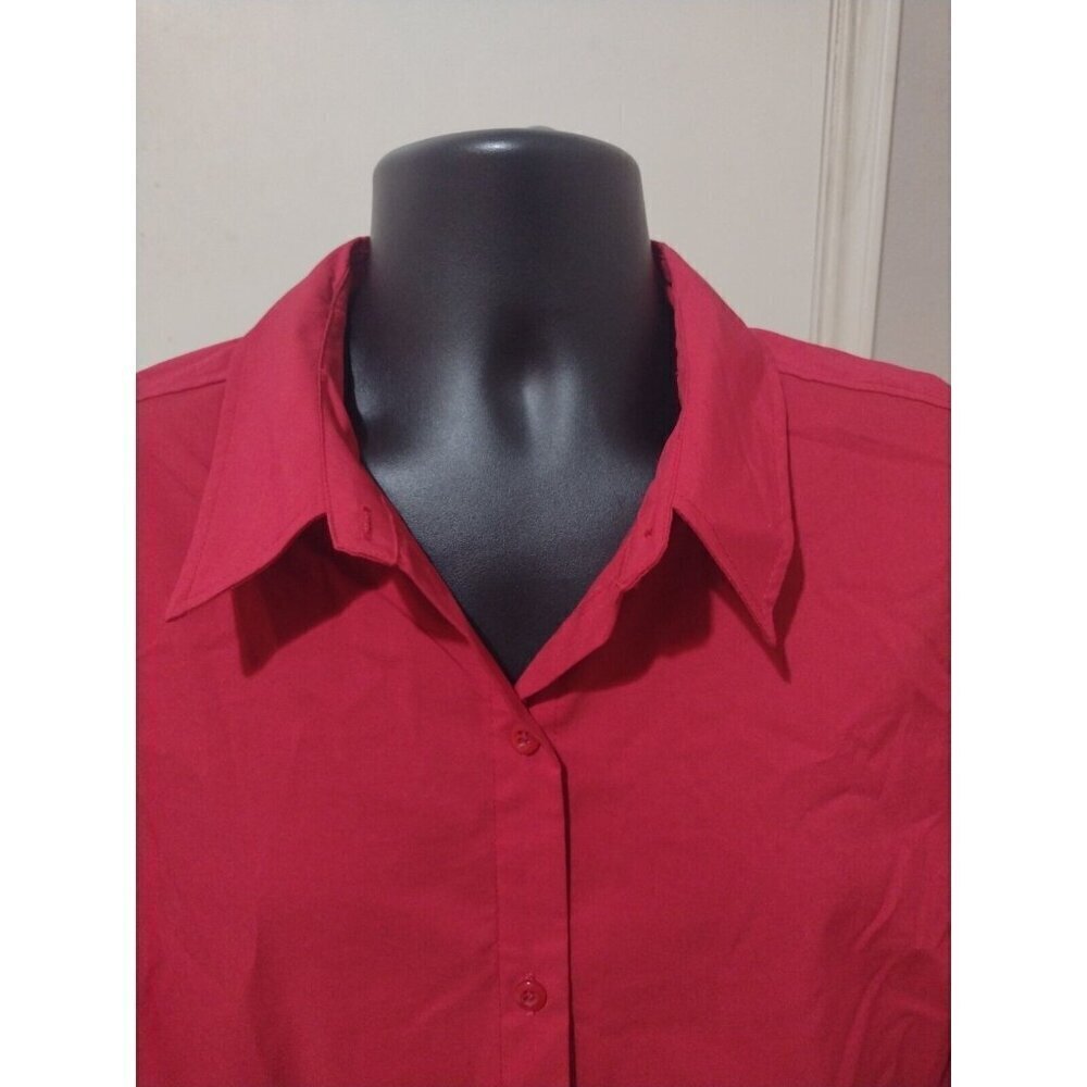 NWT Zac & Rachel Women's Long Sleeve Button-Down Red Collar Shirt Size XL New - Picture 5 of 10